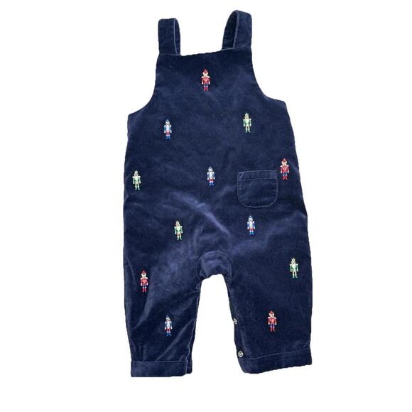 Janie & Jack Velvet Dog Nutcracker Baby 3 to 6 mos One Piece Overalls Navy Blue - Picture 5 of 7